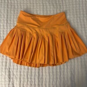 Orange Mini Skater Skirt with Pleats